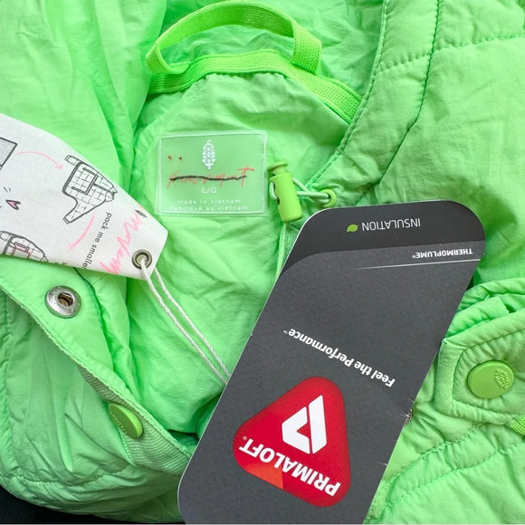 NWT Free People Pippa Packable Pullover Puffer Jacket Lime Green Large - Picture 4 of 9